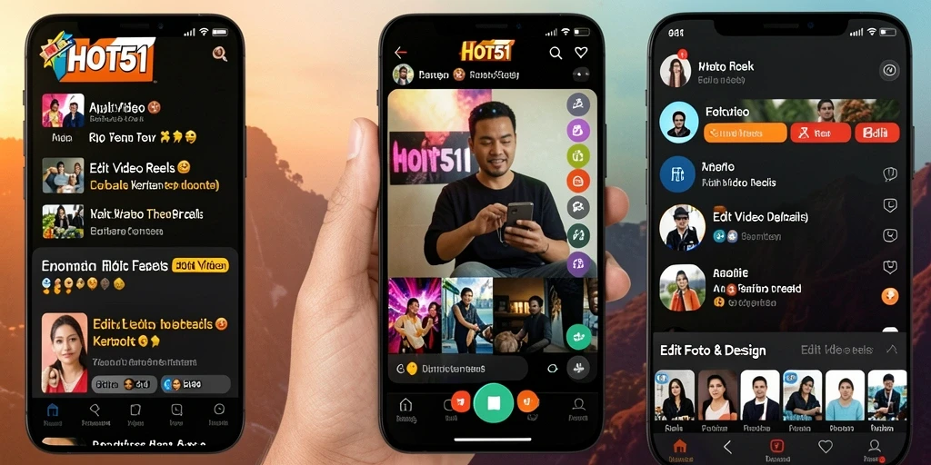 Antarmuka HOT51 yang modern dan fungsional untuk Edit Video Reels.