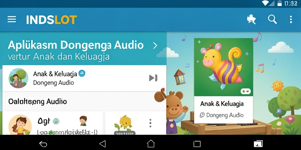 Tampilan antarmuka aplikasi INDSLOT yang ramah pengguna dan penuh warna.