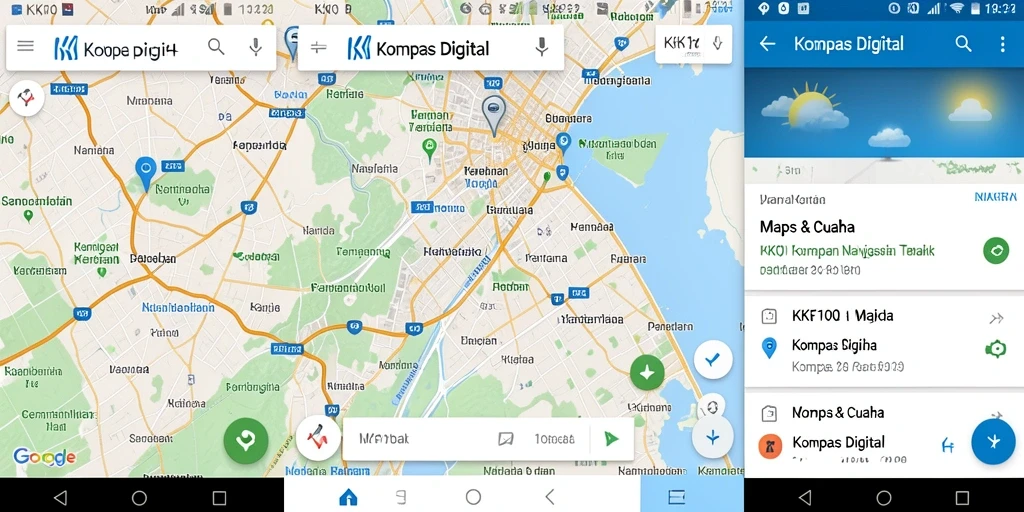 Antarmuka KPK100 menampilkan kompas digital yang akurat dan peta interaktif.
