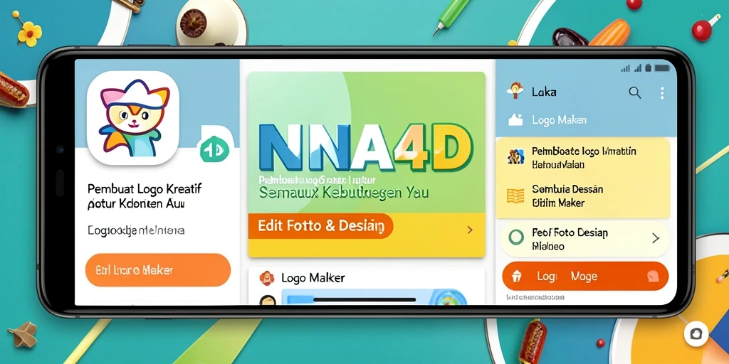 Antarmuka pengguna NANA4D yang sederhana dan intuitif untuk desain logo.