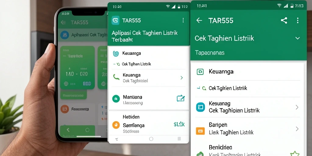 Antarmuka aplikasi TAR555 untuk cek tagihan listrik yang user-friendly.