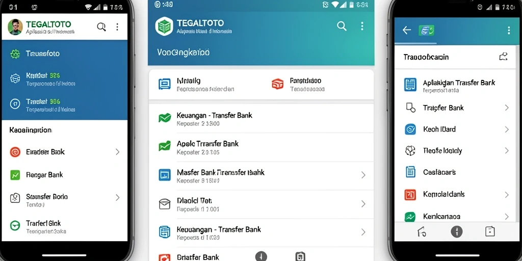 Antarmuka pengguna aplikasi Transfer Bank TEGALTOTO yang modern dan mudah digunakan.